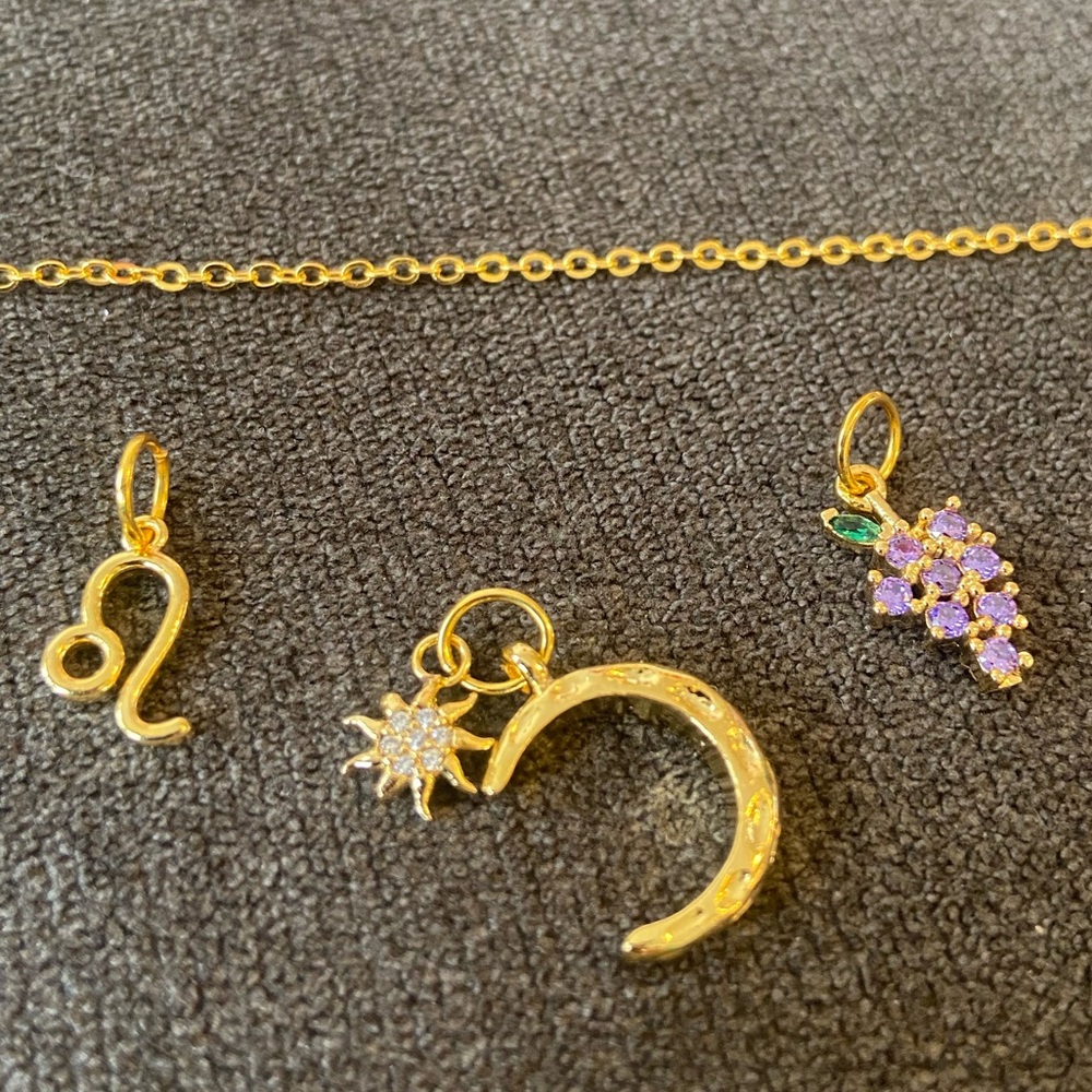 Gold Necklace with Removable Charms